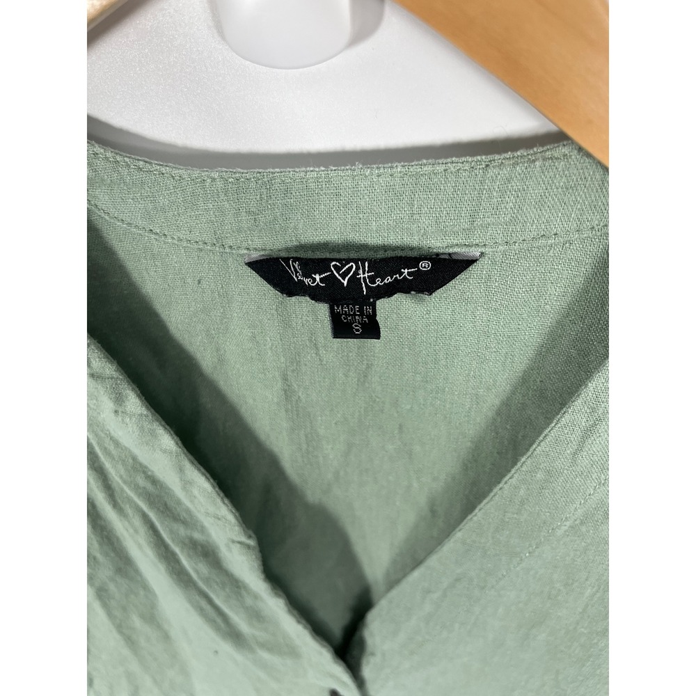 Womens Linen Blend Dress S Green Euro Summer Chic‎ Minimalist Capsule Resort - Picture 2 of 8